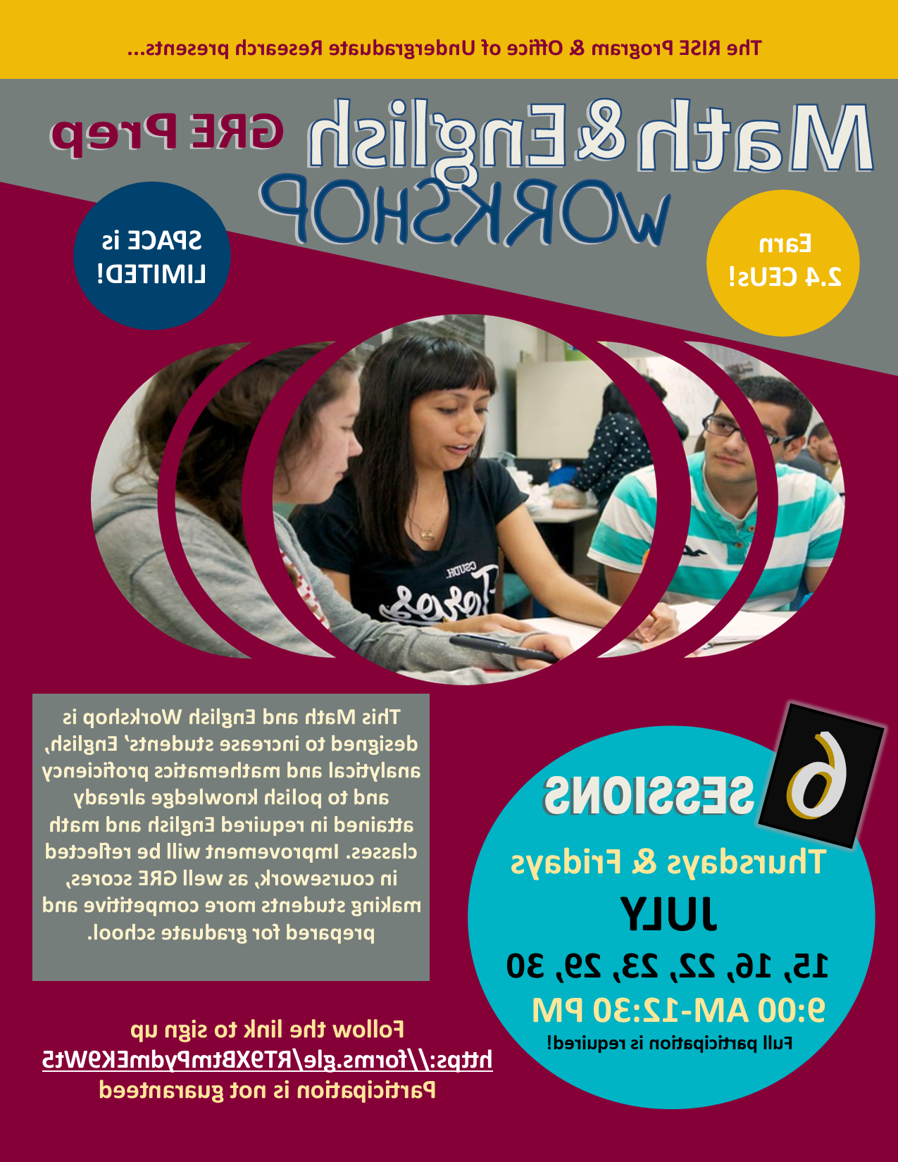 Math & English (GRE Prep) Workshop- Summer '21